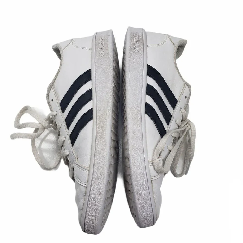 Adidas Kids Grand Court Shoes Size 4 White Black Fair Condition‎